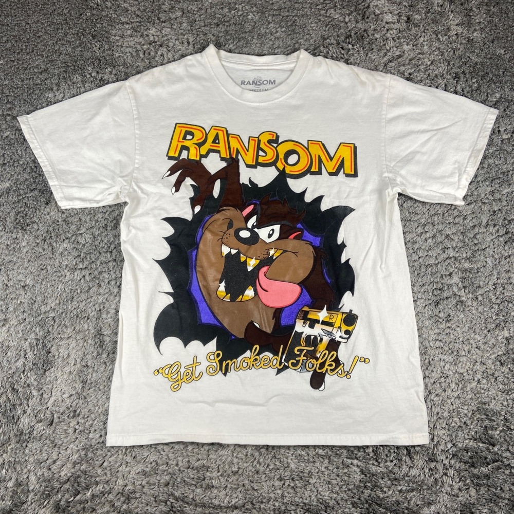 Ransom T Shirt Mens Medium White Taz Get Smoked Folks Graphic‎ Streetwear Tee